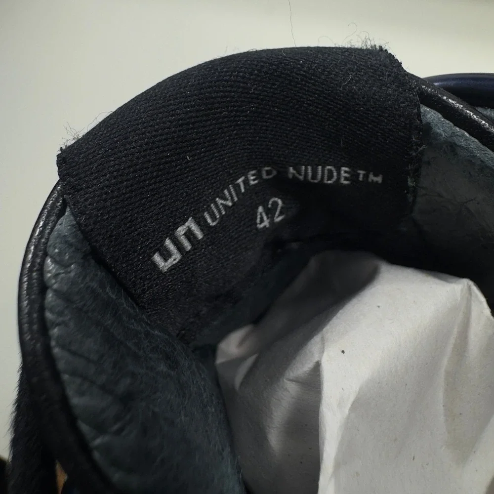 United Nude Sneakers Mens 9 Black Blue Quilted Leather Low‎ Top Shoes